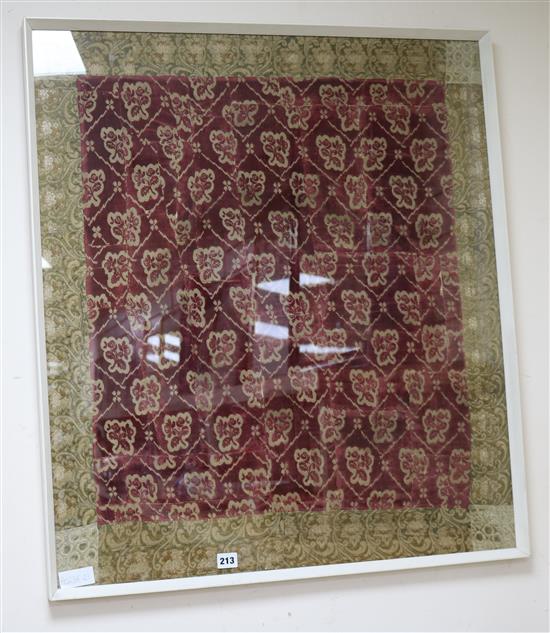 An Indian or Persian velvet panel 82 73cm